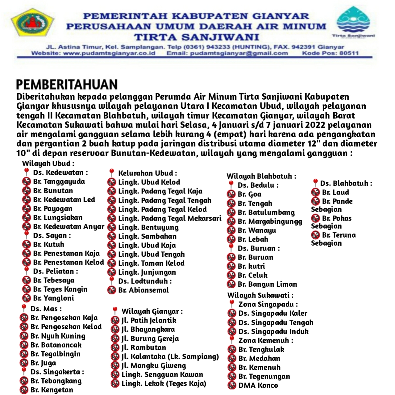 Info berita,Layanan PDAM,Kegiatan PDAM,gangguan layanan pdam,Berita PDAM,PERUMDA AMTS,PERUMDA AMTS Kabupaten Gianyar